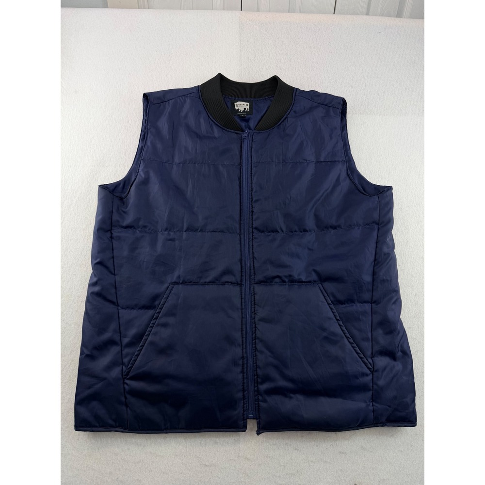 Buffalo Outdoors Mens Padded Puffer Vest Navy Blue Full Zip Size M DB2022.08